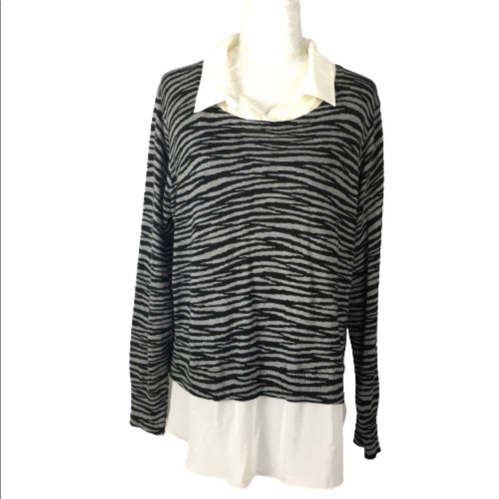 DKNYC Mock Two piece Sweater Top Women’s XXL